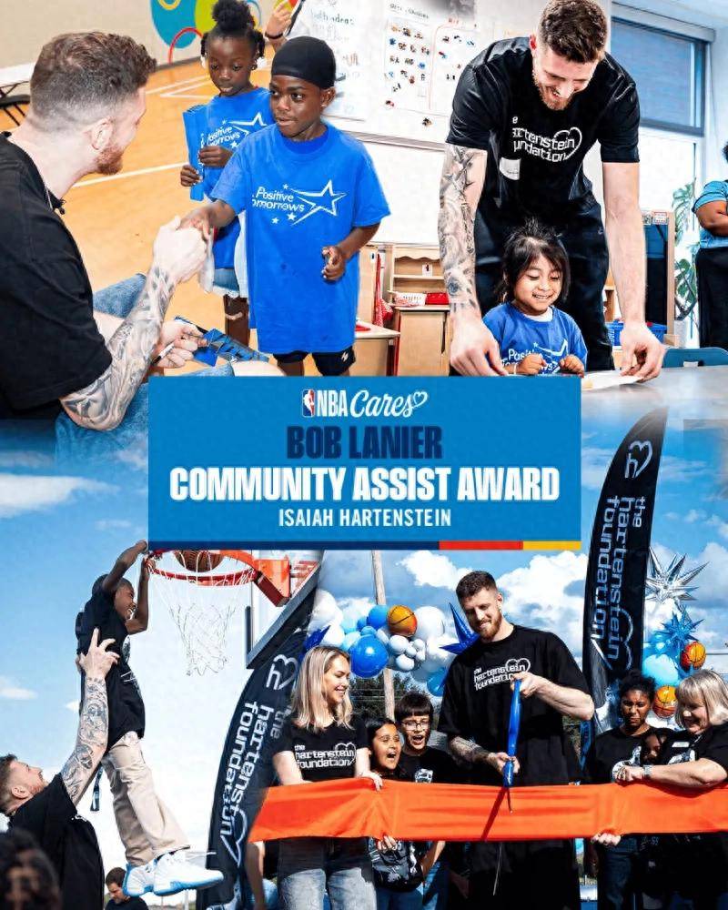 行善积德！雷霆官媒晒图发文：哈滕荣获NBA关怀行动援助奖