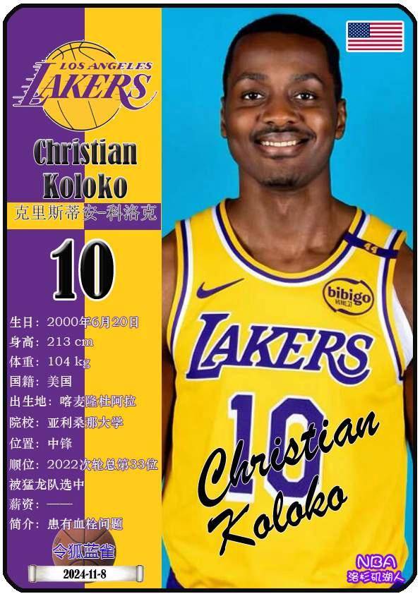 球星卡（NBA）：洛杉矶湖人队17人一览（25/26赛季）