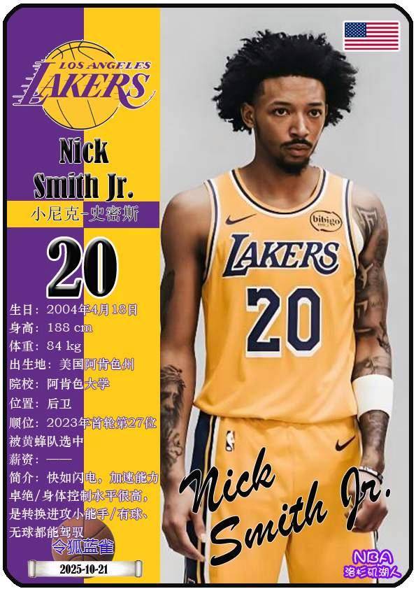 球星卡（NBA）：洛杉矶湖人队17人一览（25/26赛季）